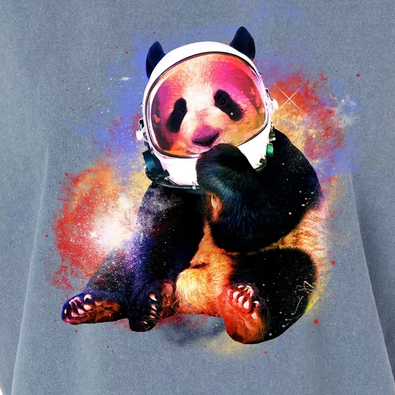 Astronaut Panda Galaxy Splatter Garment-Dyed Women's Muscle Tee