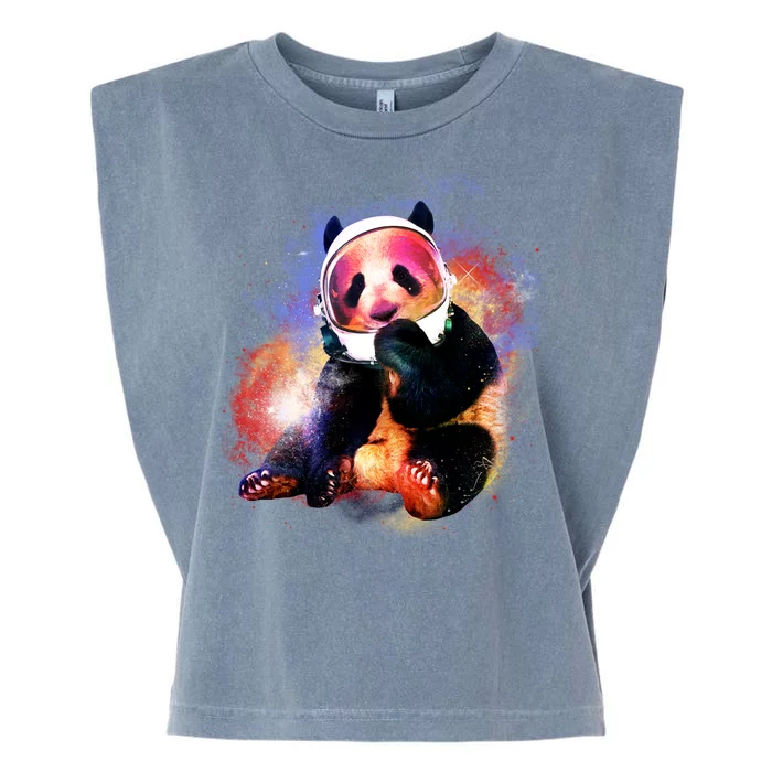 Astronaut Panda Galaxy Splatter Garment-Dyed Women's Muscle Tee