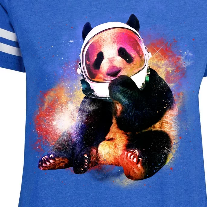 Astronaut Panda Galaxy Splatter Enza Ladies Jersey Football T-Shirt