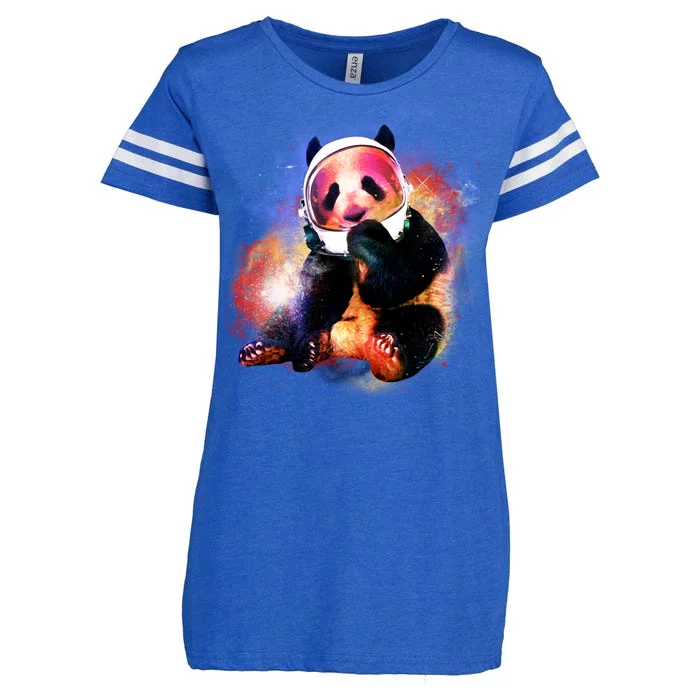 Astronaut Panda Galaxy Splatter Enza Ladies Jersey Football T-Shirt