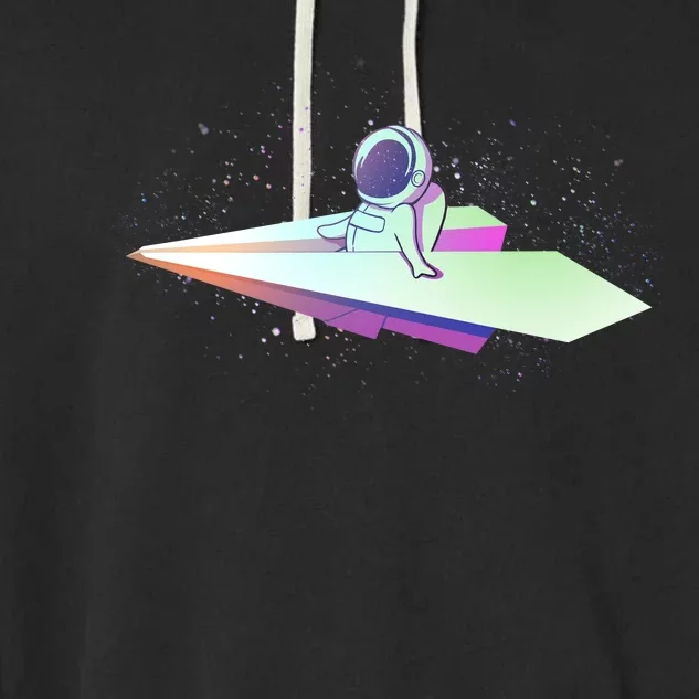 Astronaut Paper Plane Garment-Dyed Fleece Hoodie