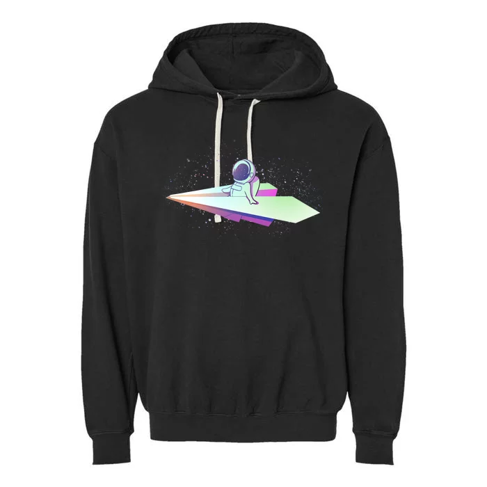 Astronaut Paper Plane Garment-Dyed Fleece Hoodie