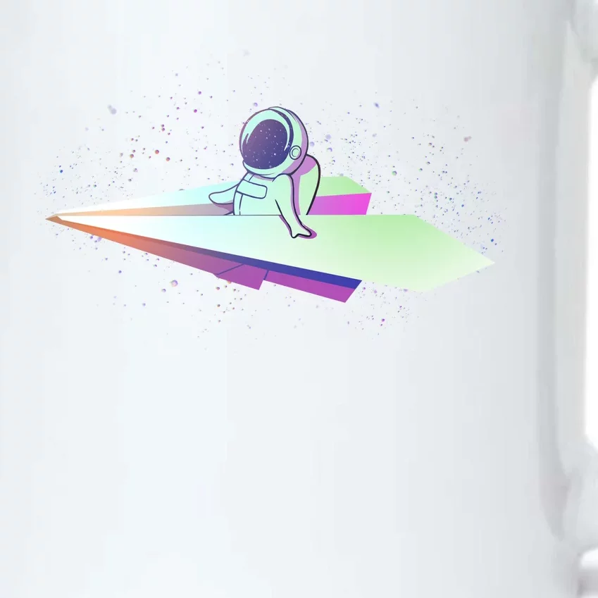 Astronaut Paper Plane Black Color Changing Mug