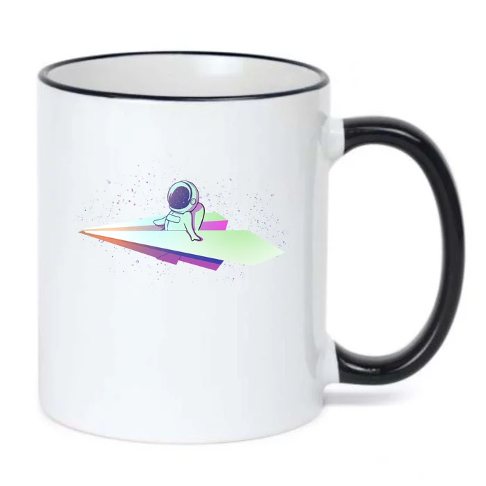 Astronaut Paper Plane Black Color Changing Mug