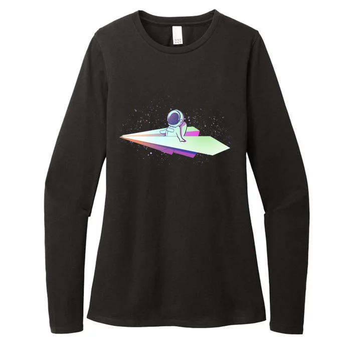 Astronaut Paper Plane Womens CVC Long Sleeve Shirt