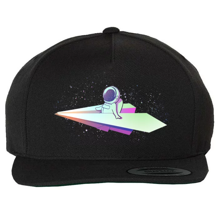 Astronaut Paper Plane Wool Snapback Cap