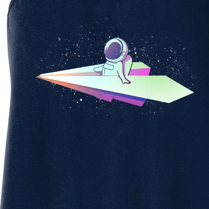 Astronaut Paper Plane Women's Racerback Tank