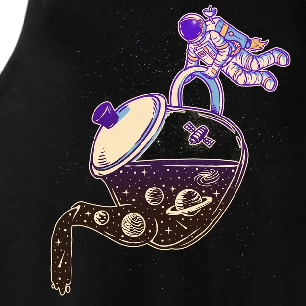 Astronaut Pouring Galaxy Coffee Coffee Ladies Tri-Blend Wicking Tank