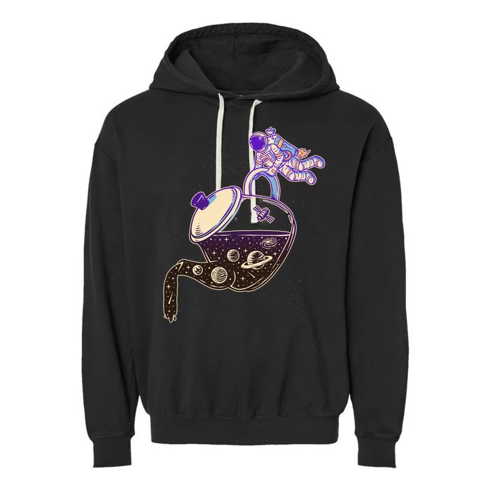 Astronaut Pouring Galaxy Coffee Coffee Garment-Dyed Fleece Hoodie