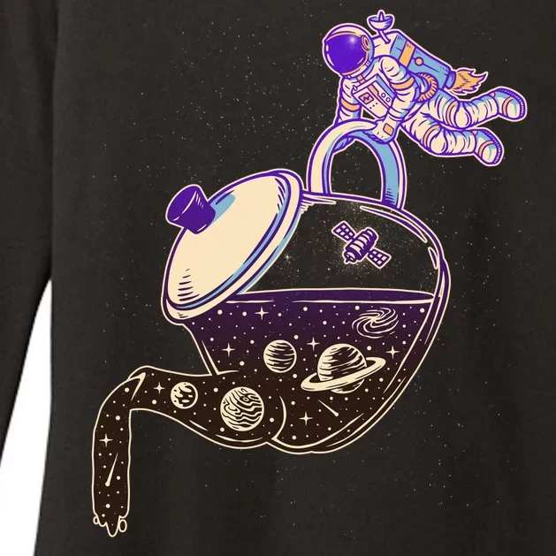 Astronaut Pouring Galaxy Coffee Coffee Womens CVC Long Sleeve Shirt