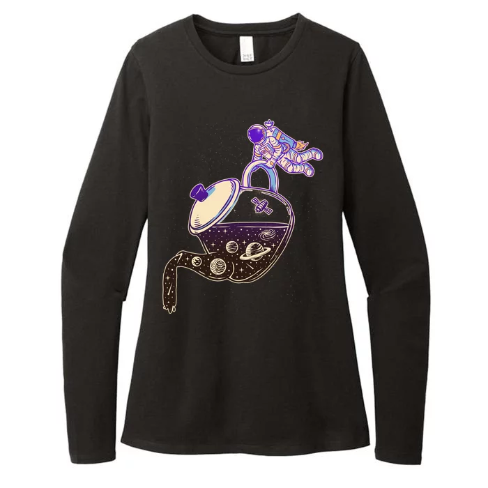 Astronaut Pouring Galaxy Coffee Coffee Womens CVC Long Sleeve Shirt