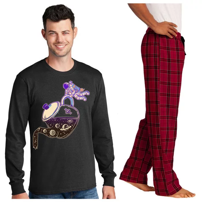 Astronaut Pouring Galaxy Coffee Coffee Long Sleeve Pajama Set