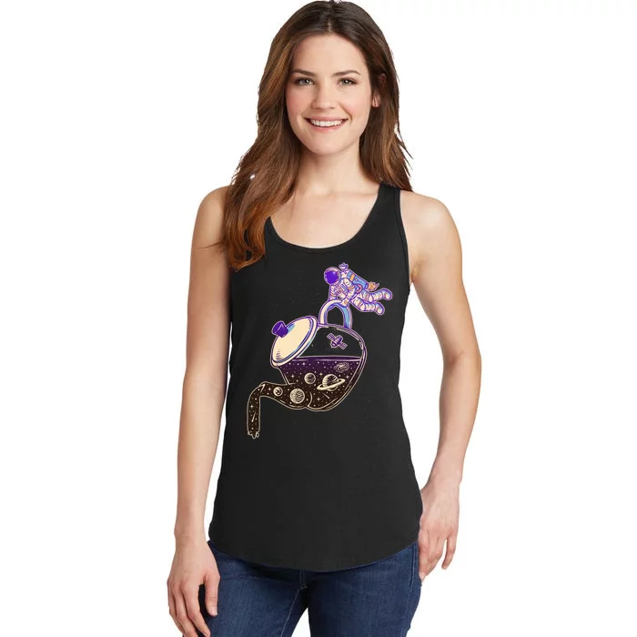 Astronaut Pouring Galaxy Coffee Coffee Ladies Essential Tank