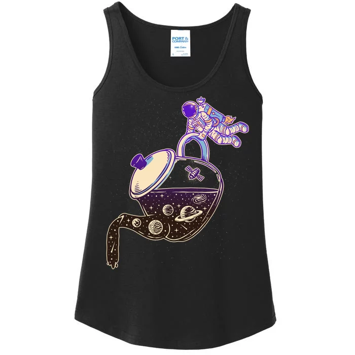 Astronaut Pouring Galaxy Coffee Coffee Ladies Essential Tank