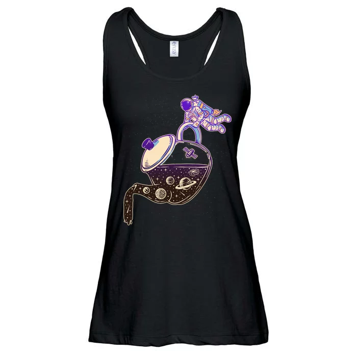 Astronaut Pouring Galaxy Coffee Coffee Ladies Essential Flowy Tank