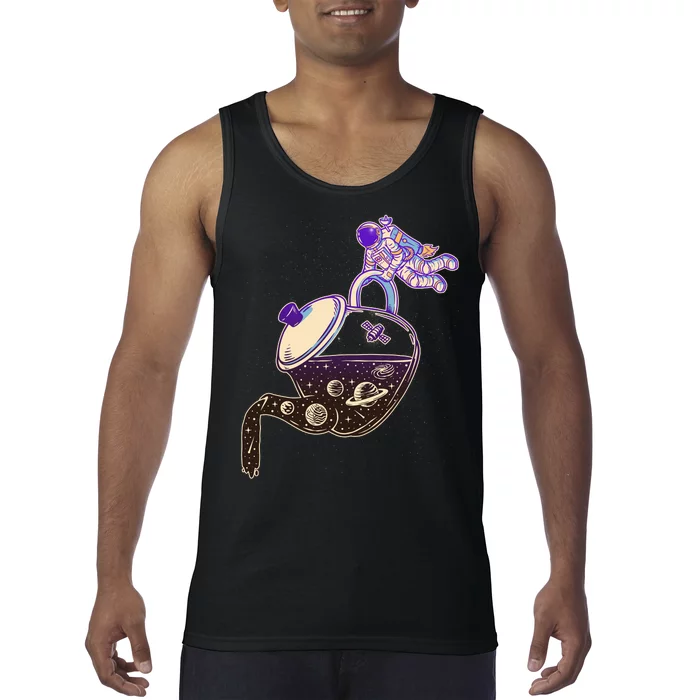 Astronaut Pouring Galaxy Coffee Coffee Tank Top