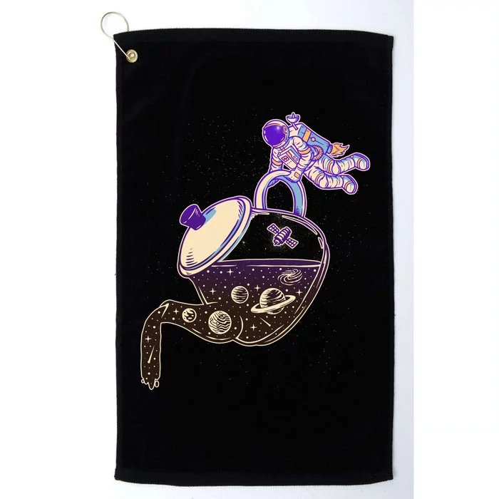 Astronaut Pouring Galaxy Coffee Coffee Platinum Collection Golf Towel