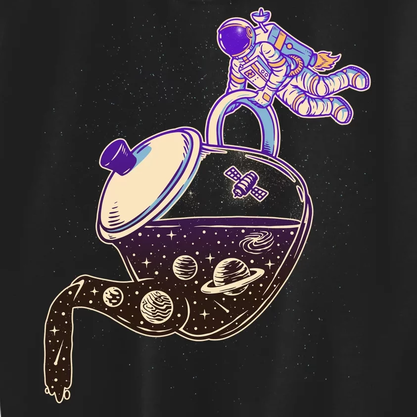 Astronaut Pouring Galaxy Coffee Coffee Kids Sweatshirt