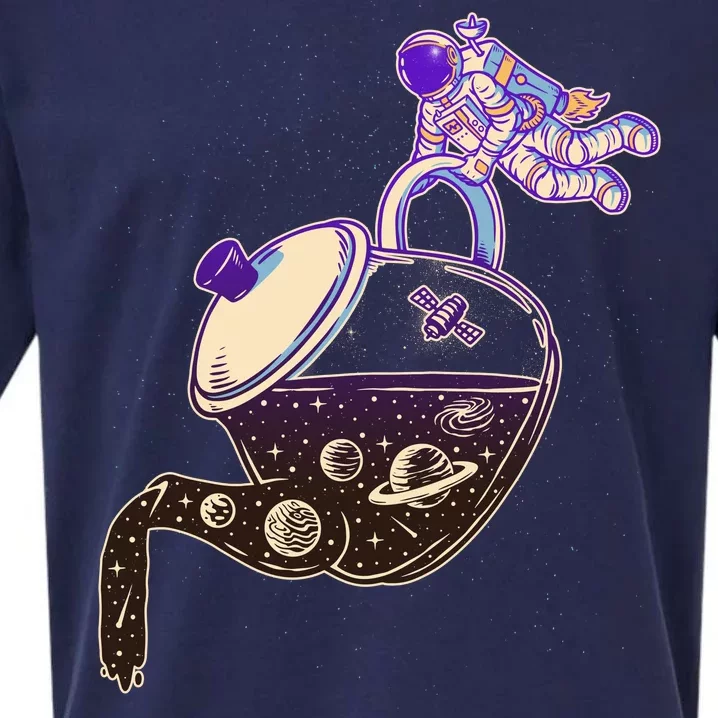 Astronaut Pouring Galaxy Coffee Coffee Sueded Cloud Jersey T-Shirt