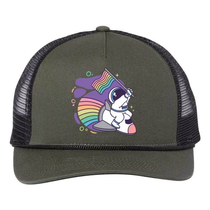 Astronaut Pride Cartoon Retro Rope Trucker Hat Cap