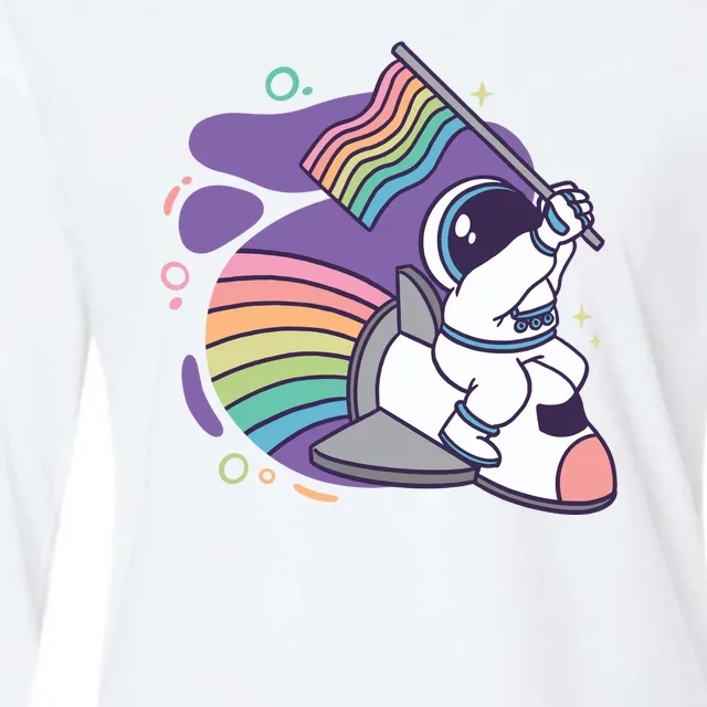 Astronaut Pride Cartoon Womens Cotton Relaxed Long Sleeve T-Shirt