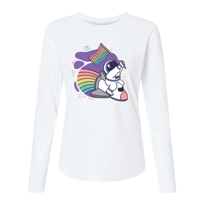 Astronaut Pride Cartoon Womens Cotton Relaxed Long Sleeve T-Shirt