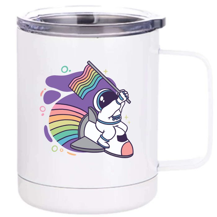 Astronaut Pride Cartoon Front & Back 12oz Stainless Steel Tumbler Cup