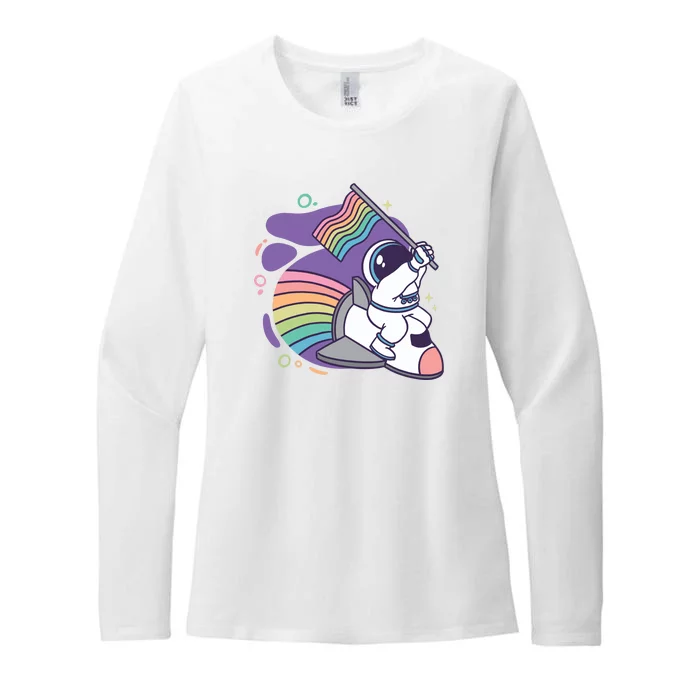 Astronaut Pride Cartoon Womens CVC Long Sleeve Shirt