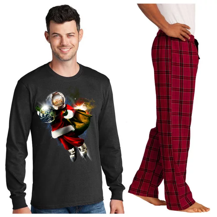 Astronaut Santa Claus In Space Long Sleeve Pajama Set