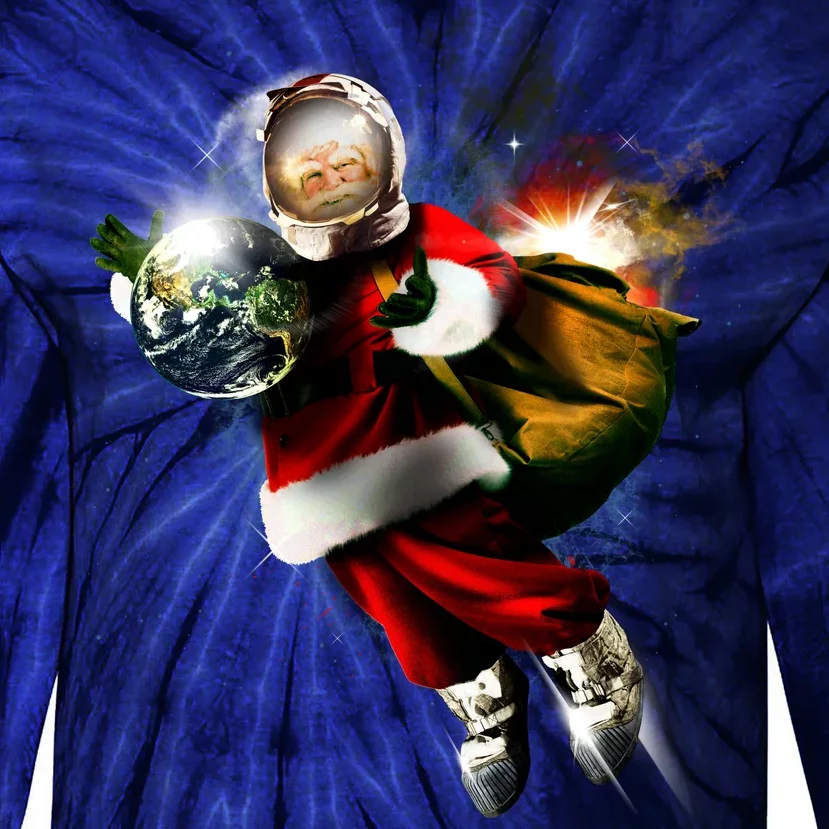 Astronaut Santa Claus In Space Tie-Dye Long Sleeve Shirt