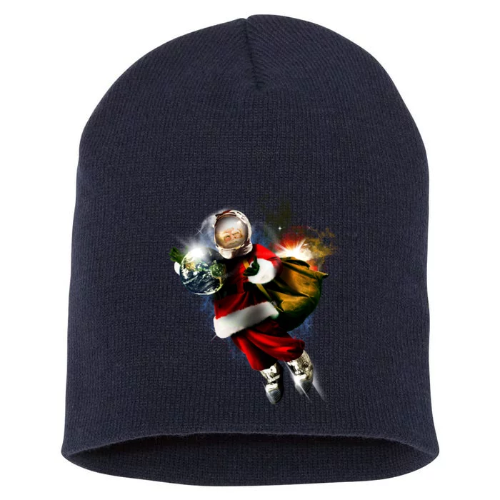 Astronaut Santa Claus In Space Short Acrylic Beanie