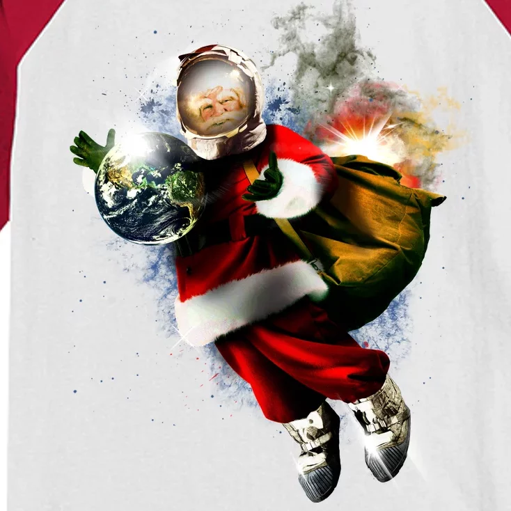 Astronaut Santa Claus In Space Kids Colorblock Raglan Jersey