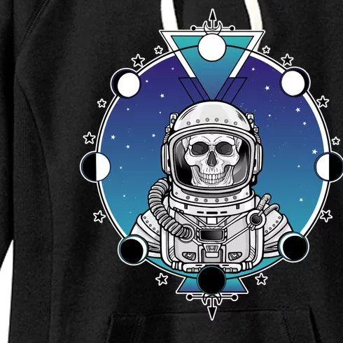 Astronaut Skeleton Star Sky Moon Phases Women's Fleece Hoodie