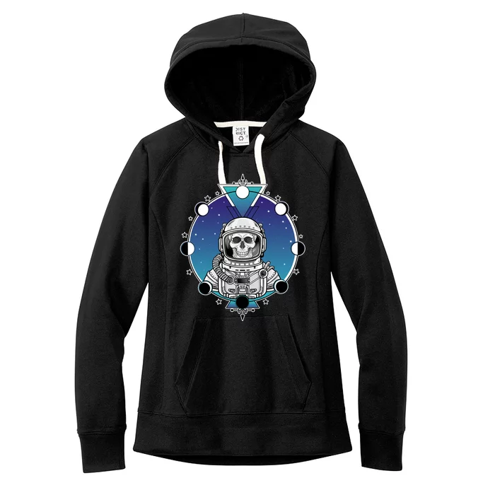 Astronaut Skeleton Star Sky Moon Phases Women's Fleece Hoodie