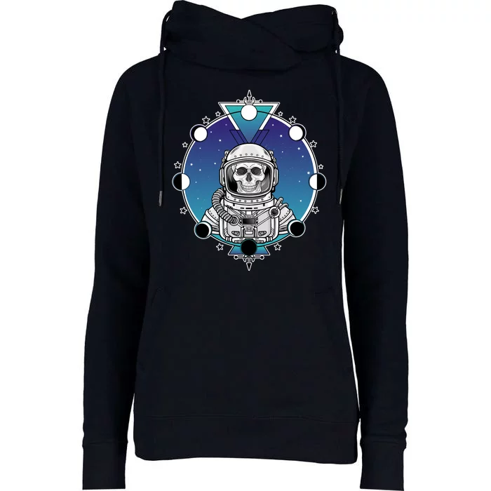 Astronaut Skeleton Star Sky Moon Phases Womens Funnel Neck Pullover Hood