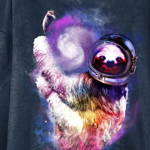 Astronaut Sloth Hanging In Space Hooded Wearable Blanket