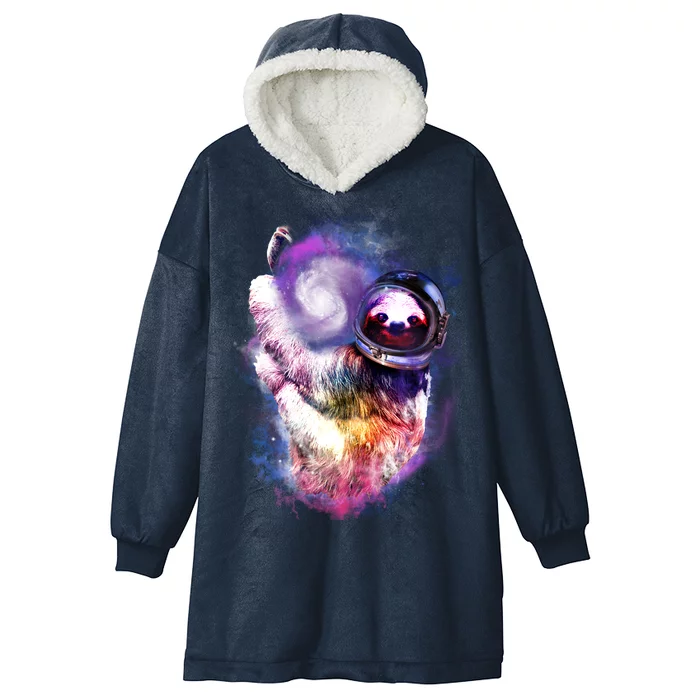 Astronaut Sloth Hanging In Space Hooded Wearable Blanket