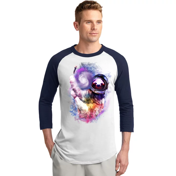 Astronaut Sloth Hanging In Space Baseball Sleeve Shirt