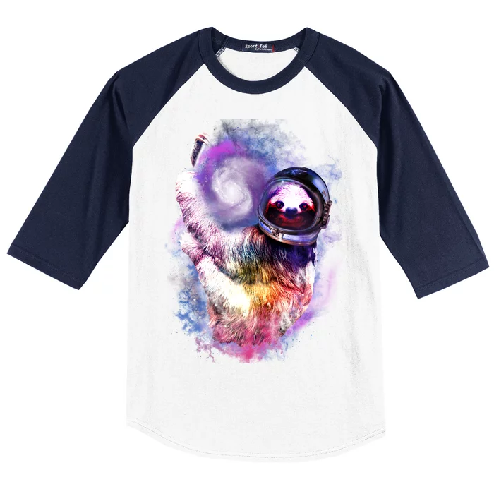 Astronaut Sloth Hanging In Space Baseball Sleeve Shirt