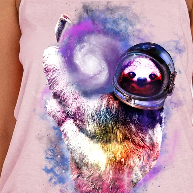 Astronaut Sloth Hanging In Space Women's Knotted Racerback Tank