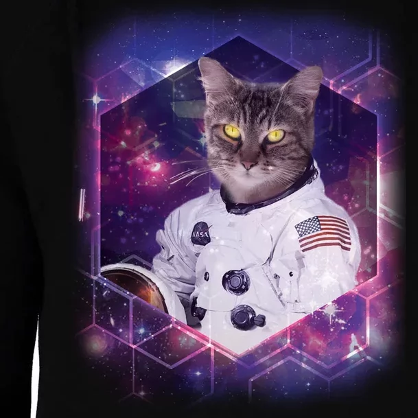 Astronaut Space Cat1 Womens Funnel Neck Pullover Hood