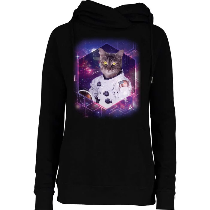 Astronaut Space Cat1 Womens Funnel Neck Pullover Hood