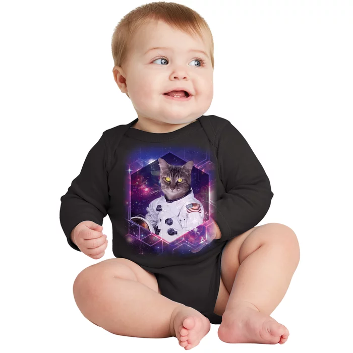 Astronaut Space Cat1 Baby Long Sleeve Bodysuit