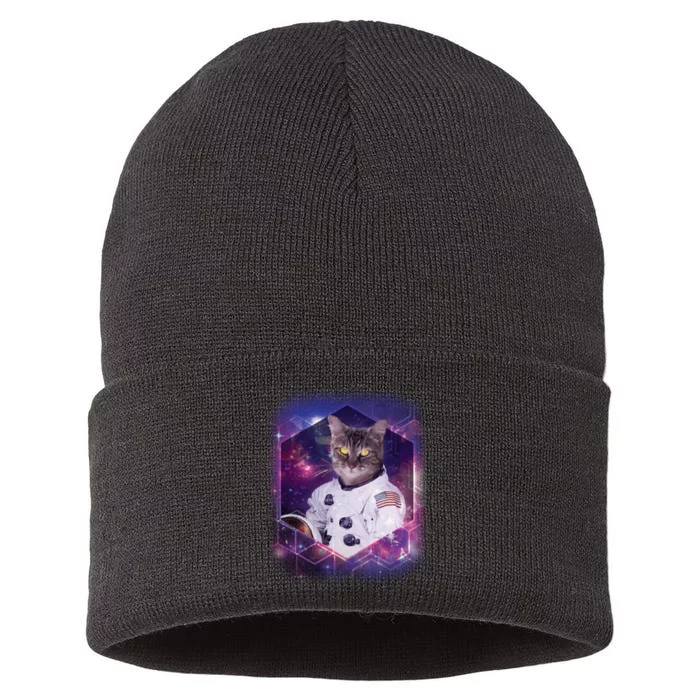 Astronaut Space Cat1 Sustainable Knit Beanie