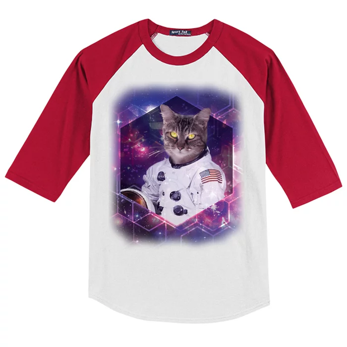 Astronaut Space Cat1 Kids Colorblock Raglan Jersey