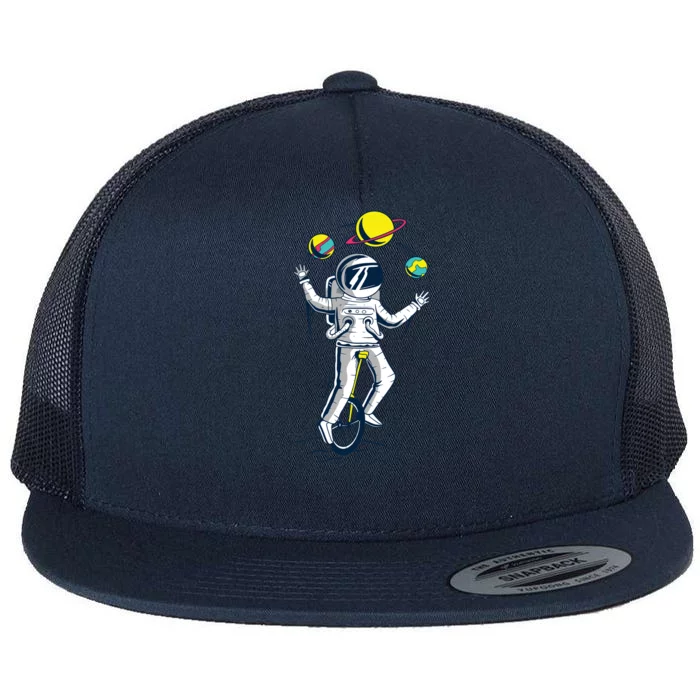 Astronaut Space Juggler Flat Bill Trucker Hat