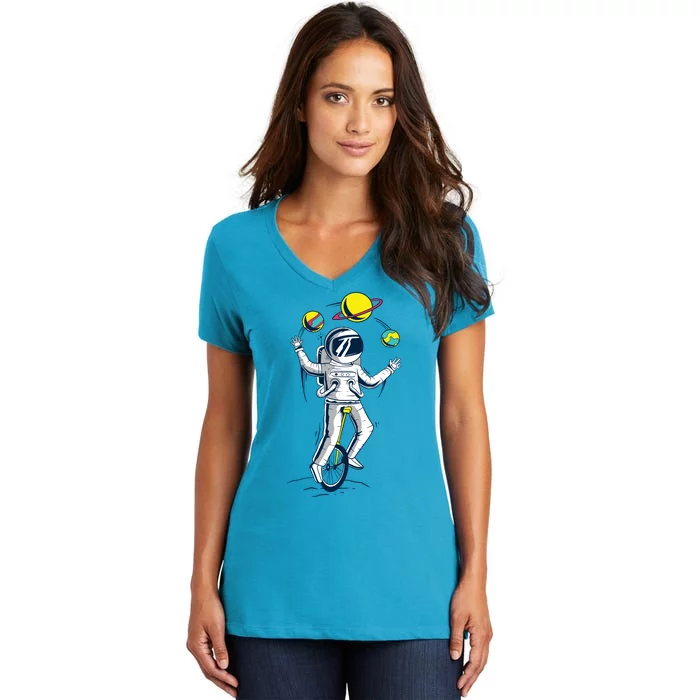 Astronaut Space Juggler Women's V-Neck T-Shirt