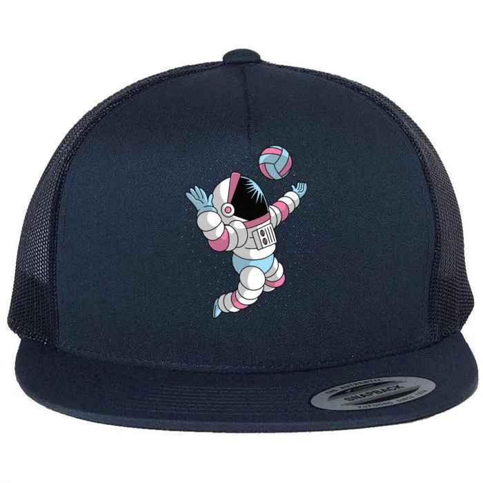 Astronaut Space Volleyball Flat Bill Trucker Hat