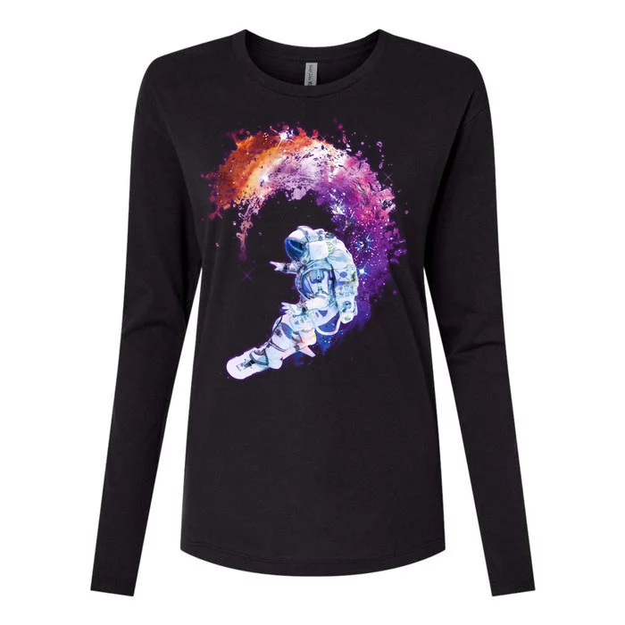 Astronaut Surfing Womens Cotton Relaxed Long Sleeve T-Shirt