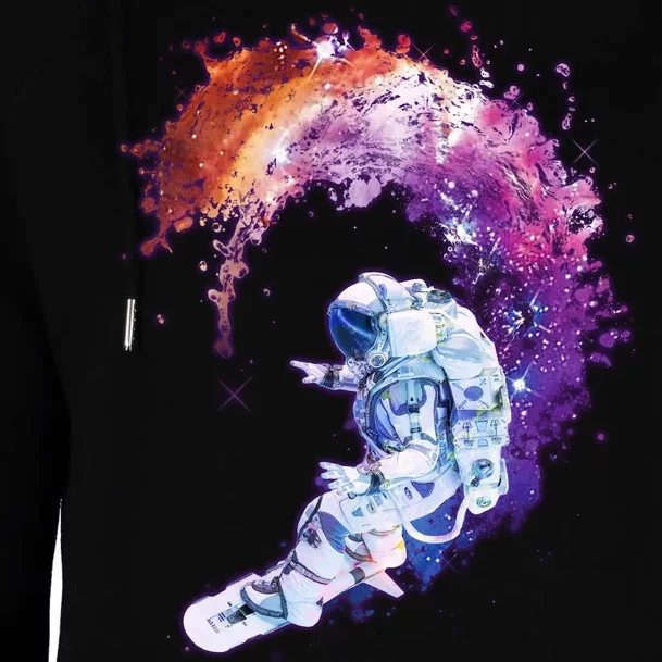 Astronaut Surfing Womens Funnel Neck Pullover Hood